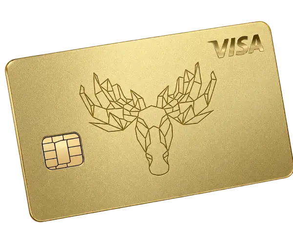 Bank Norwegian Visa Kreditkarte in Gold mit Elchmotiv
