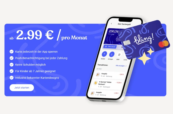 Bling Prepaid Kreditkarte für Kinder