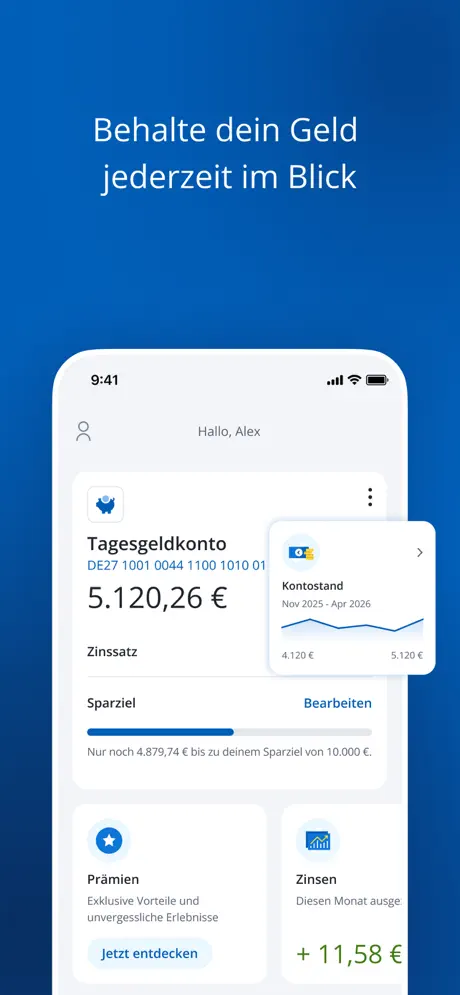 CHASE App: Behalte dein Geld jederzeit im Blick, mit Kontostand-Verlauf und Sparziel-Fortschritt