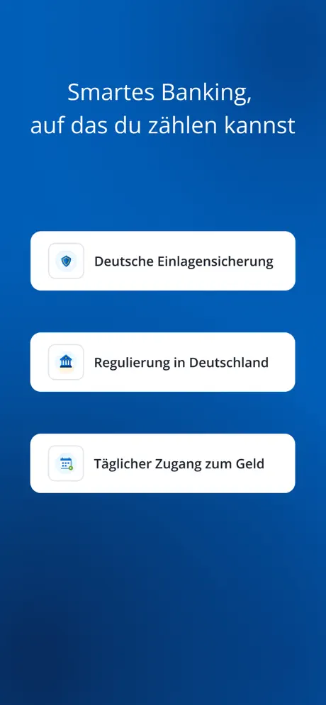 CHASE App: Smartes Banking, auf das du zählen kannst, mit den Punkten Deutsche Einlagensicherung, Regulierung in Deutschland und Täglicher Zugang zum Geld