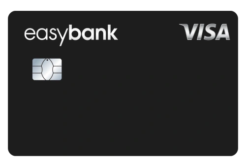 easybank Visa Kreditkarte (ehemals Barclays Visa), schwarze Karte mit weißem easybank-Logo und Visa-Logo