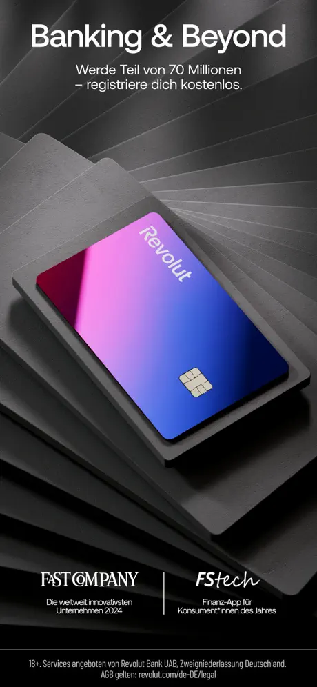 Revolut App Screenshot: Startbildschirm und Kontoübersicht