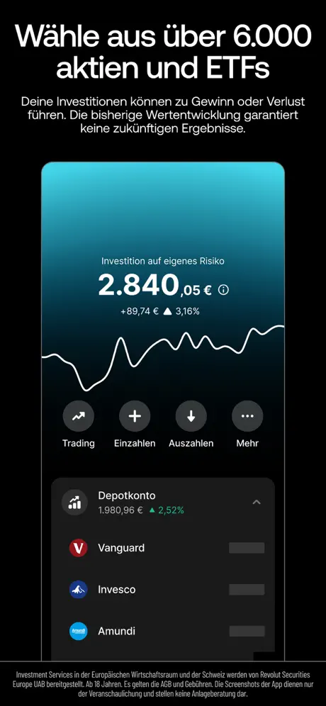 Revolut App Screenshot: Karten und Kartenkontrolle